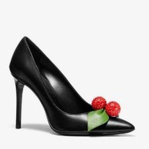 Gretel Cherry-Embellished Leather Pump
